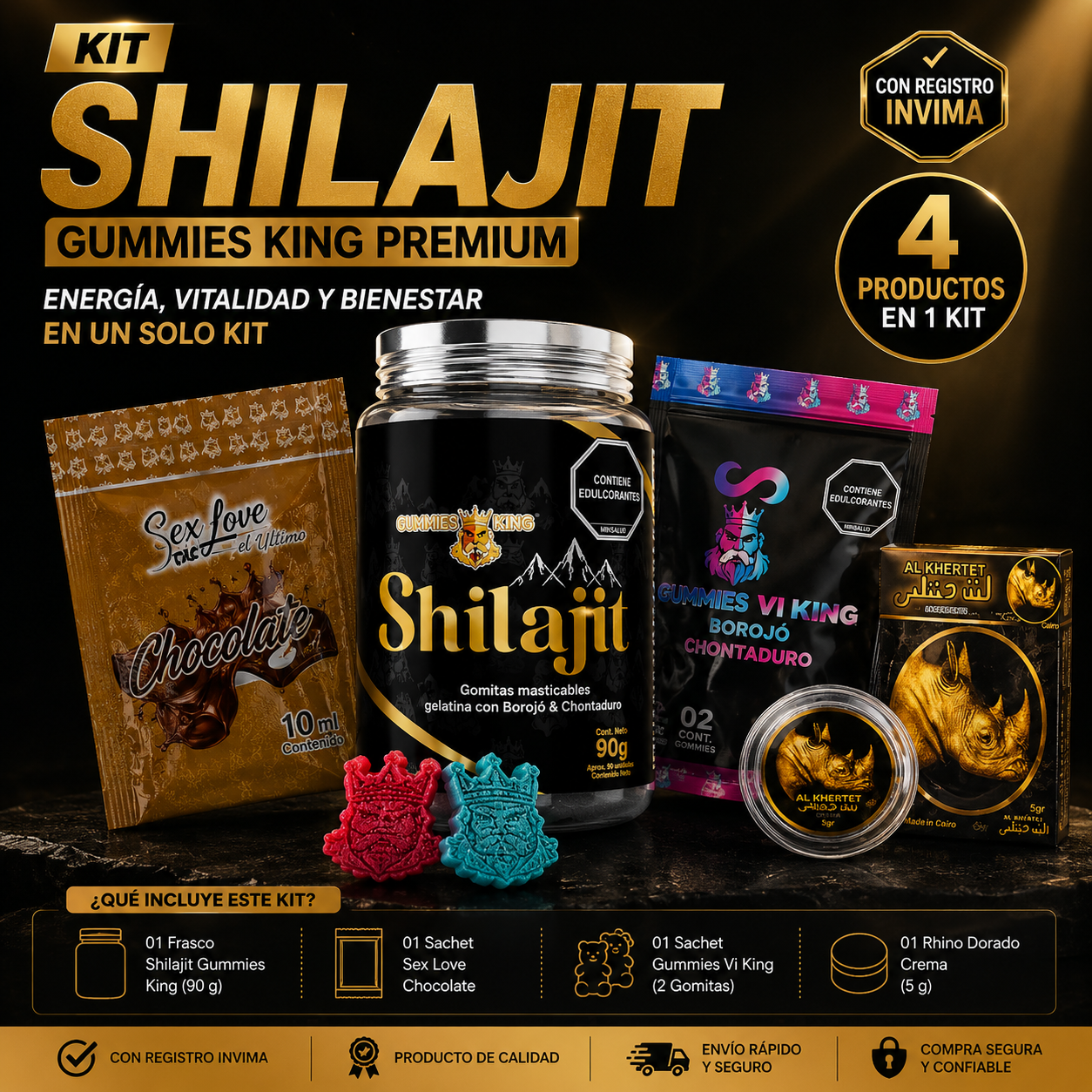🔥 Kit Shilajit Premium | 4 Productos en 1 🚀