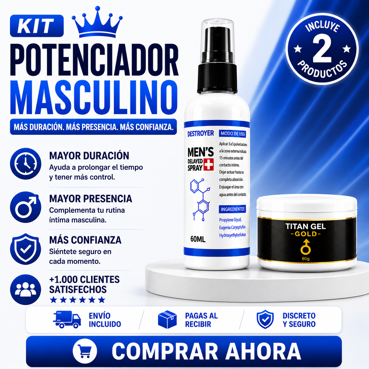 Kit Potenciador 🍆 | Retardante + Gel para agrandamiento